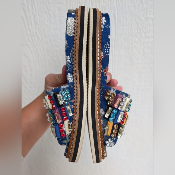 Rebeca Sanver Beaded Rhinestone Embroidered Slide Sandals Women's Size 35 - Picture 4 of 7